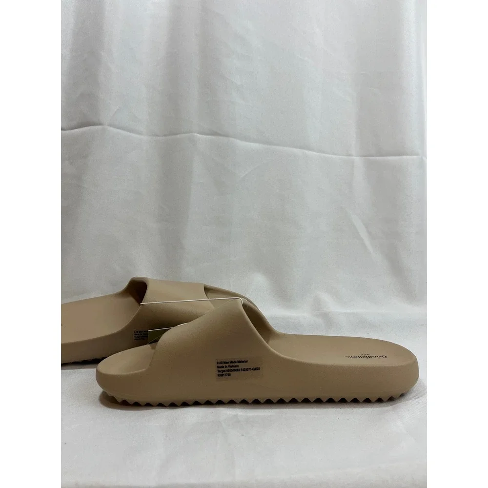 Goodfellow & Co Mens Slide Sandals Tan Beige Slip On Comfort Shoes Size 9 NEW